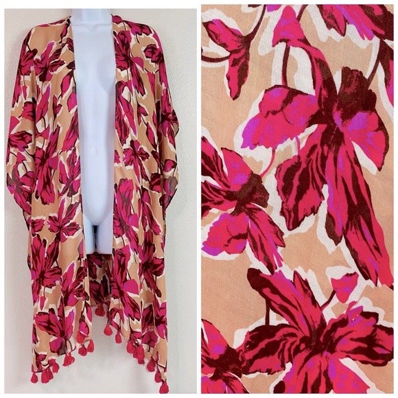 Nordstrom Beige Tuscany Blooms Beach Cover Up OS - Picture 1 of 8